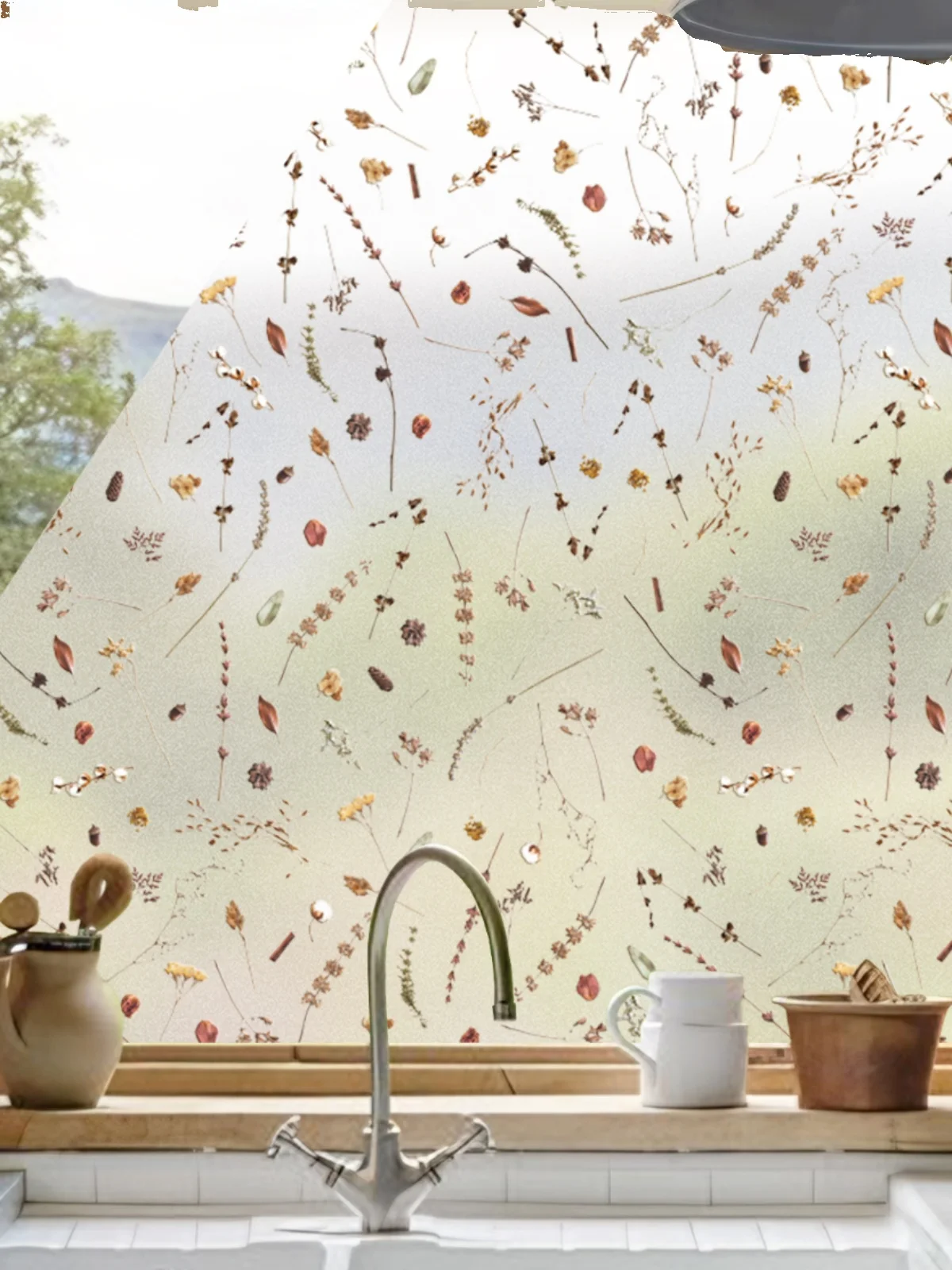 

Декоративные статические наклейки Funlife Vintage Petals: искусственные сухоцветы без клея для декора дома и ванной комнаты