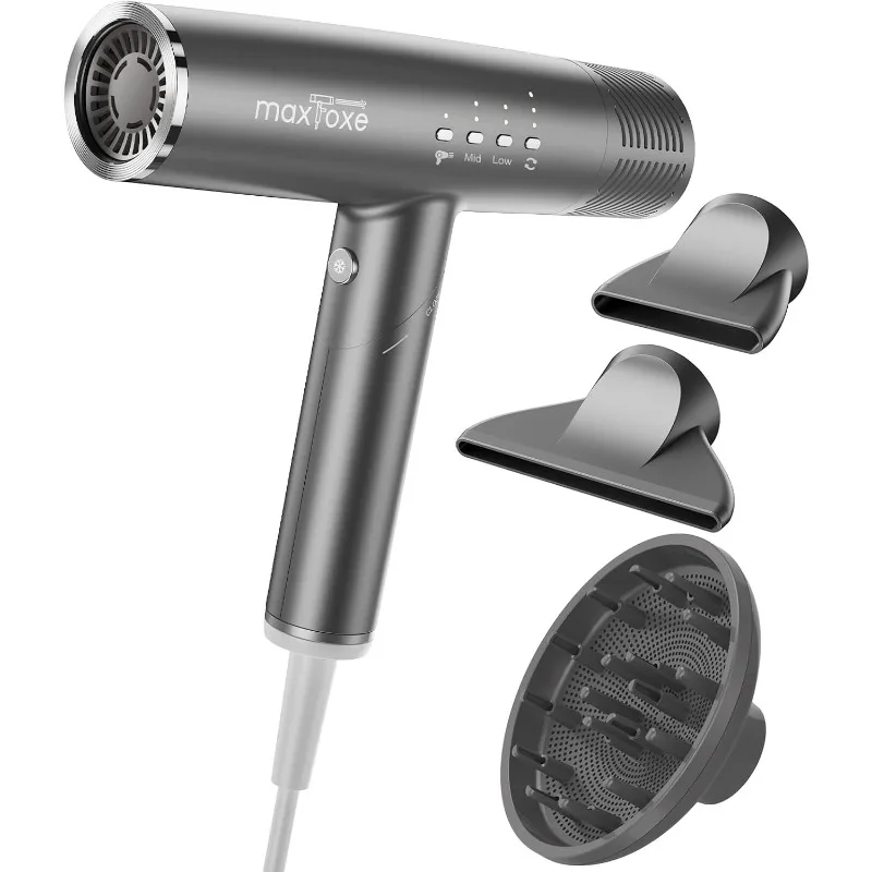 

Фен для волос, высокоскоростной бесщеточный двигатель, ионный, складной и портативный, 9-режимный переключатель одним касанием, 1 диффузор, 1 насадка