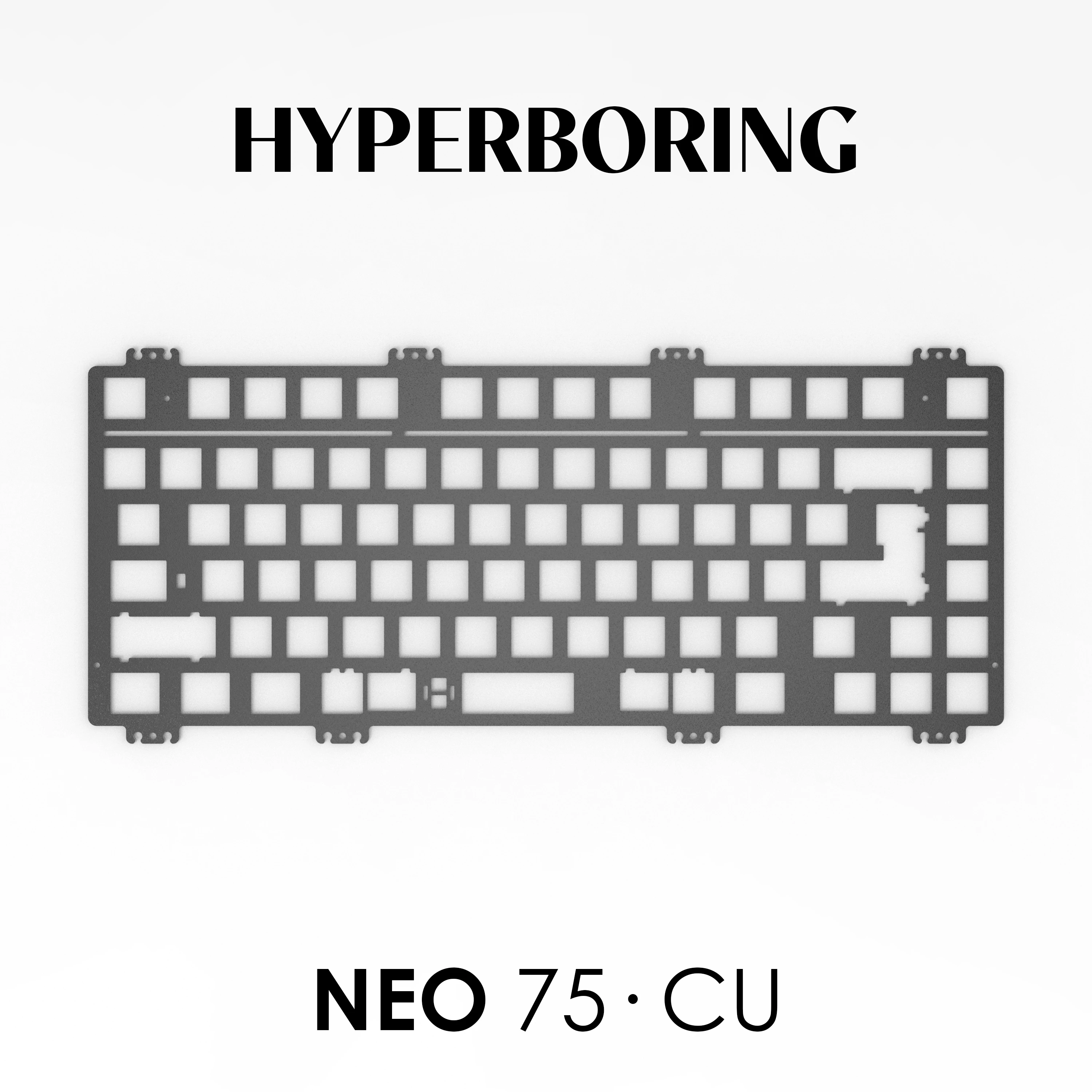 Keebox hyperboring neo75 cu kit de teclado mecânico placa de posicionamento pcb montado alumínio cobre latão pp pc placa de carbono