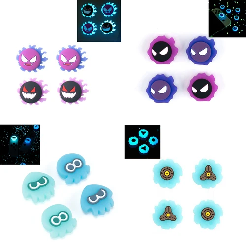 Cubierta protectora de silicona suave para Thumb Stick, cubierta de Joystick para Switch Oled, NS Lite, Joy-con, Cool Luminous Ghost