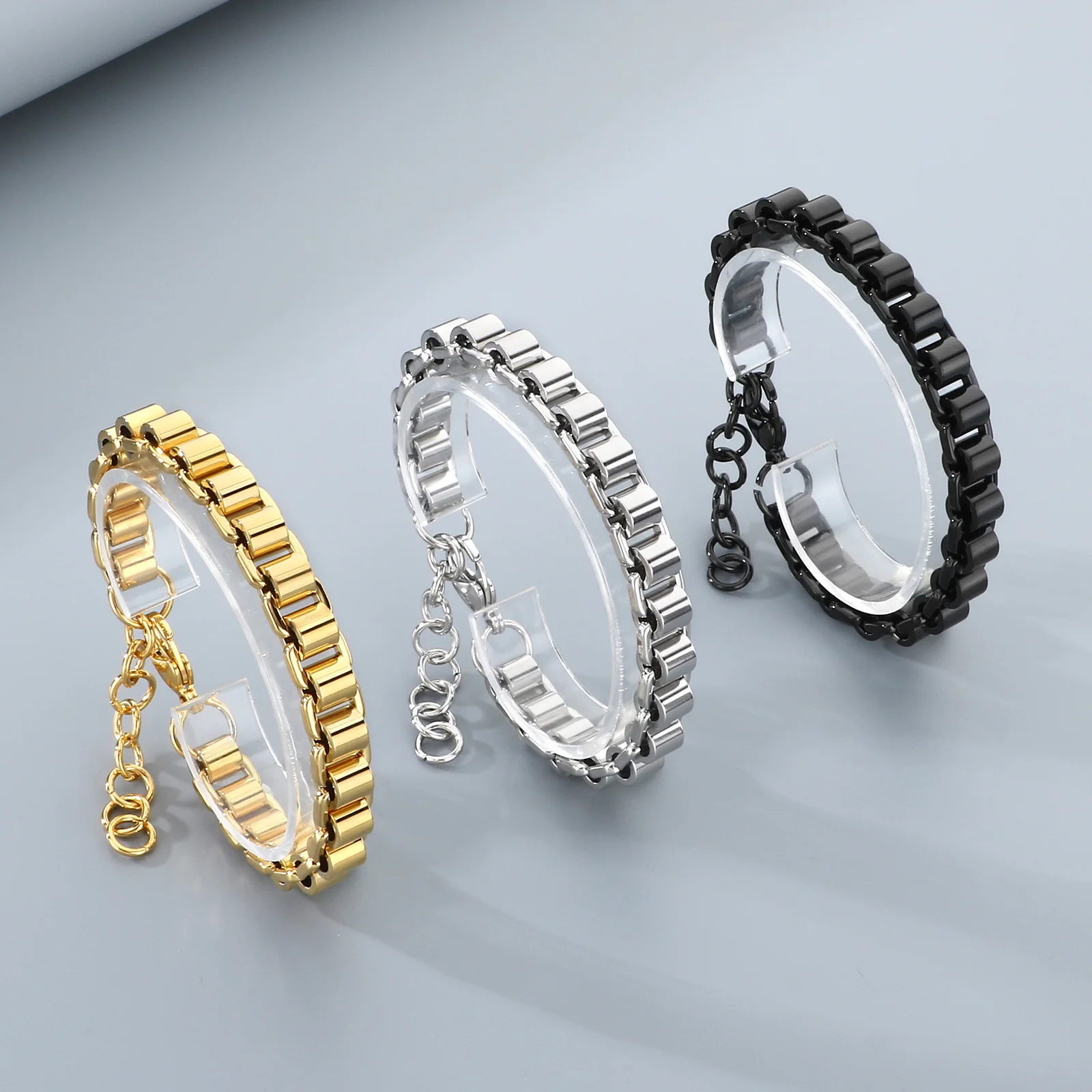 New Stainless Steel Bracelets for Men Boys,Anti Allergy Chain Links Wristband Hip Hop Trendy Jewelry Gifts to Father 2025