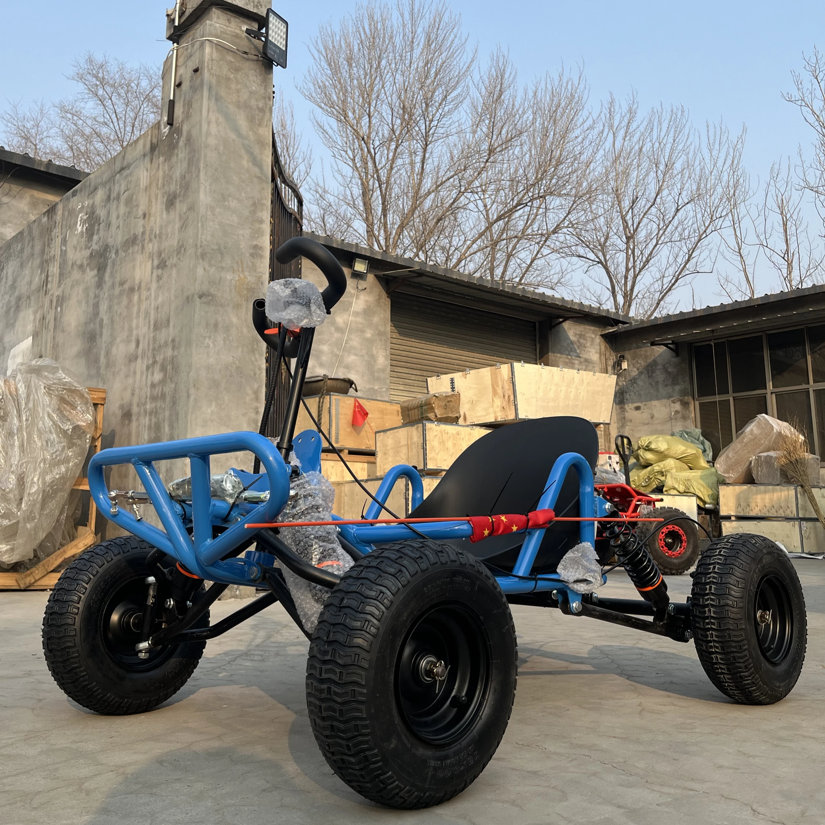 

90cc 2-stroke 6-inch Road Tires Children's / Youth Safety Kart 35km/h Hand-crank Start All-Terrain Outdoors Fuel-Powered Go-Kart