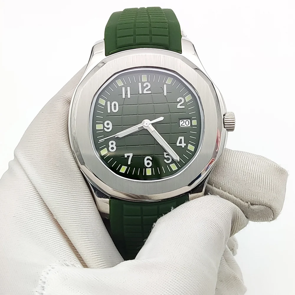 6-color Leisure Men\'s Watch 42mm NH35 Automatic Movement Green Dial Waterproof Sapphire Glass Date Rubber Strap Mechanical Watch