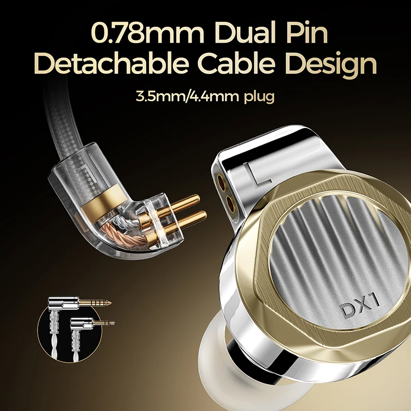 LETSHUOER DX1 11 mm dynamischer Treiber, HiFi-In-Ear-Monitor-Kopfhörer, audiophile kabelgebundene IEMs mit abnehmbarem Kabel