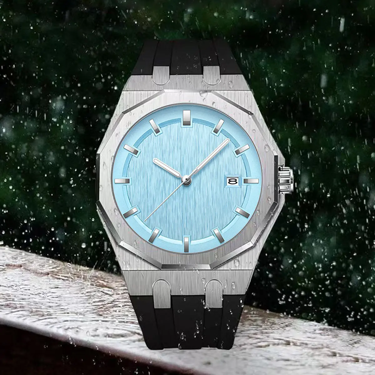 Frosted Color Dial Luxury New Men Quartz Watches Rubber Strap Steel Automatic Date Watch Man Sport Watch Men AAA Clock Male Gift