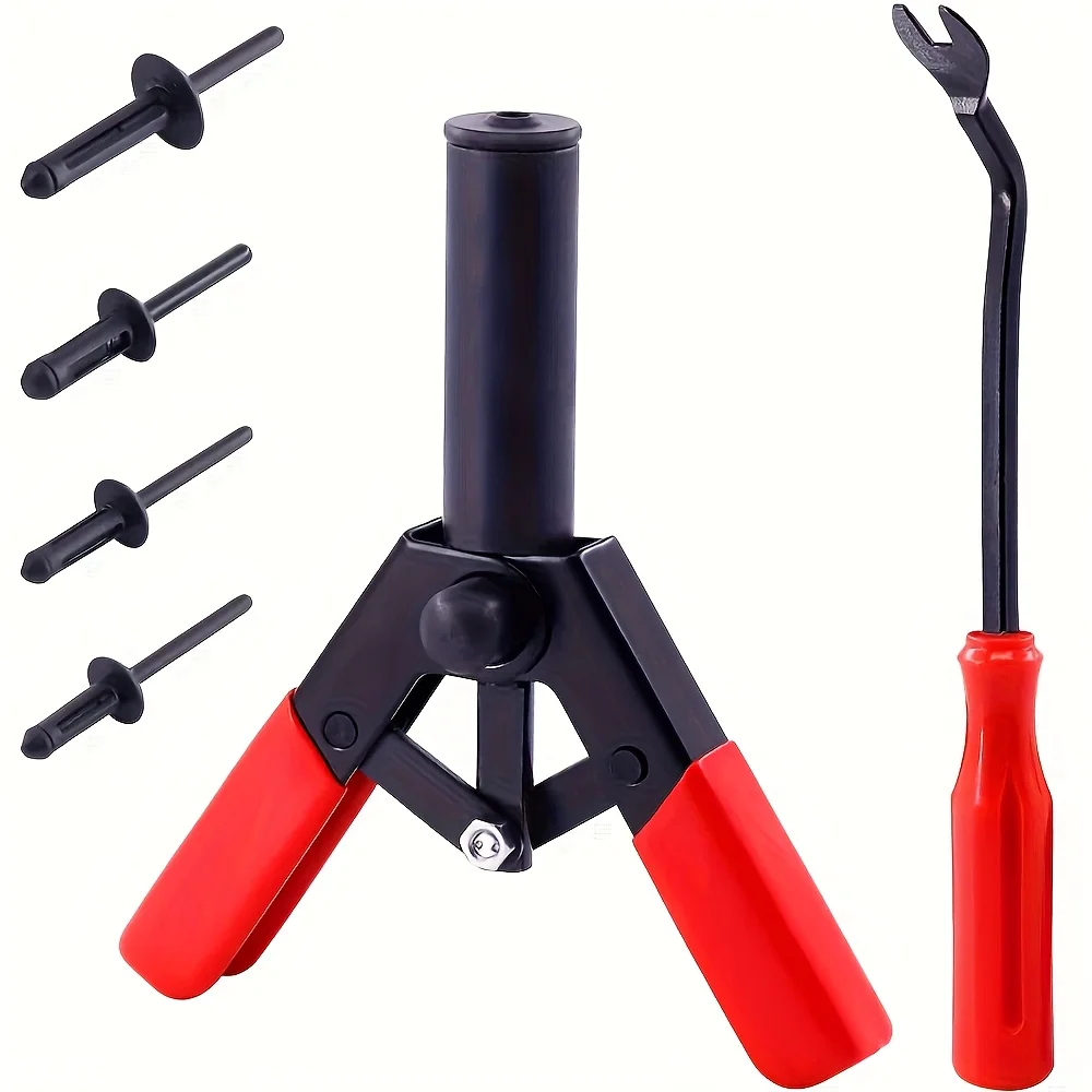 

42Pcs Poly Rivet Gun Set with 40Pcs Nylon Blind Rivets and 1Pcs Bonus Fastener Removal Tool, For All Rivets Safe Clips Removal