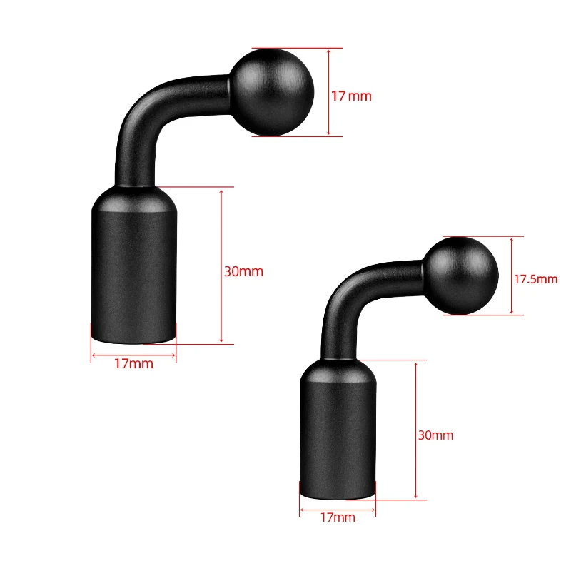 17mm Ball Head Adapter Double Socket Arm Clip Converter 1/4 Screw Hole for Gopro OSMO Action Rearview Mirror Mount Phone Holder