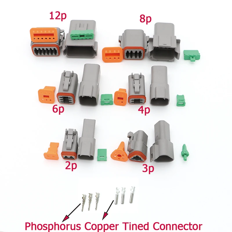 

1 Piece Waterproof Deutsch DT Connector Plug Kit 2P-12P Male Female Automotive Socket Set DT06-2S/DT04-2P for Electrical Wiring