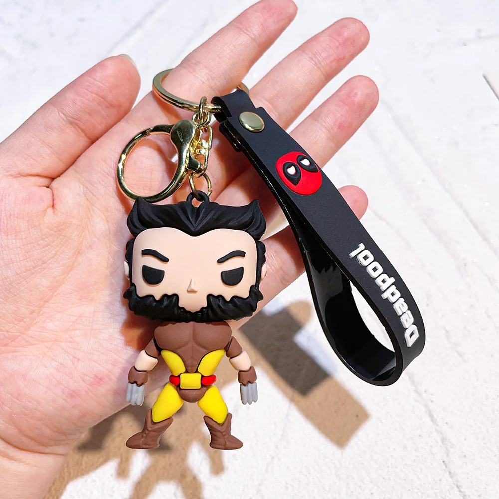 Deadpool & Wolverine Keychains Marvels Action Figures Car Key Ring Kids School Bags Pendant Purse Decor Kids Classic Toys Gift