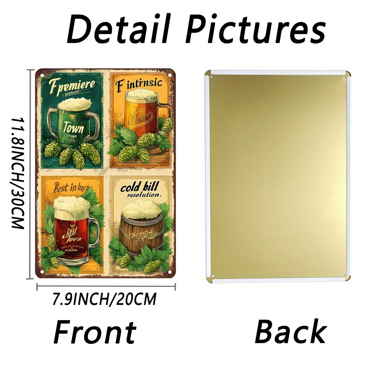 1PC Vintage เบียร์สไตล์เหล็กป้ายแขวน-เหมาะสําหรับห้องครัว,บาร์หรือ Office Decor, 8x12 นิ้ว Home Wall ตกแต่ง