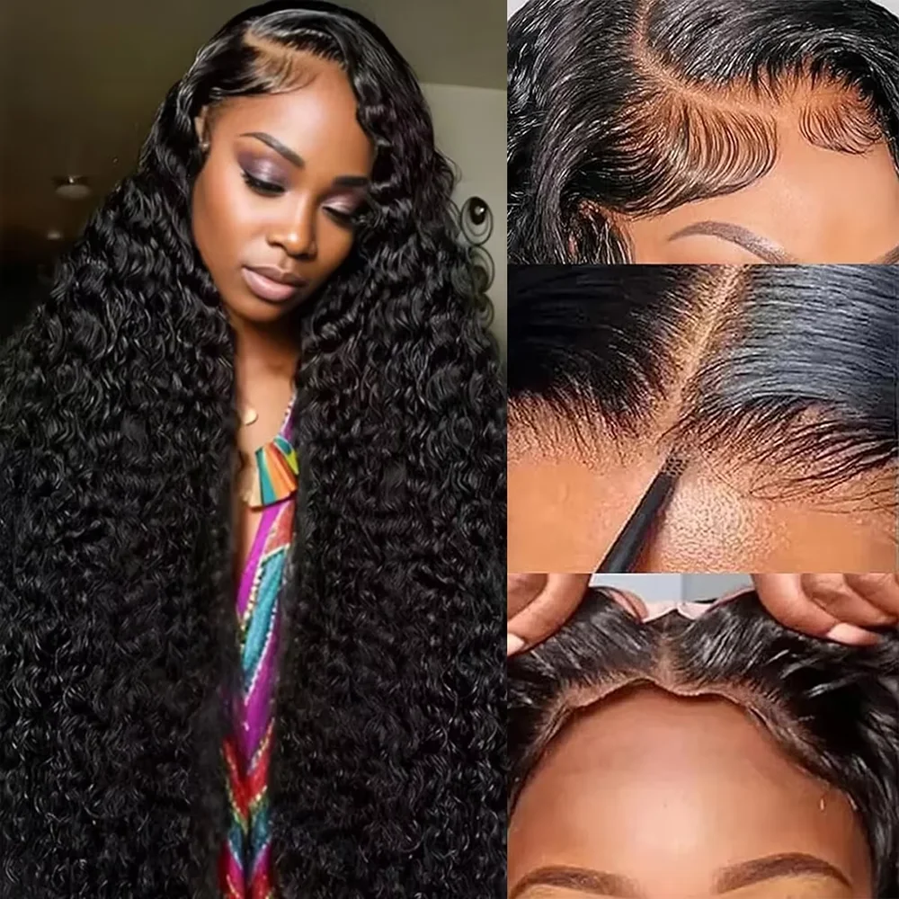 Perruques brésiliennes frontales en cheveux humains, ondulées profondes, 40-46 pouces, avec dentelle HD 7x6 et 13x6, pré-épilées, densité 220, pour femmes