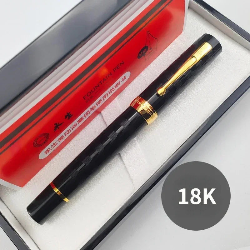 Hot Yongsheng 600 Gold Clip Junfeng 18k Gold Pen 40 Daming Tip German Cumberland Hard Rubber Piston Ink Absorbing Long Knife