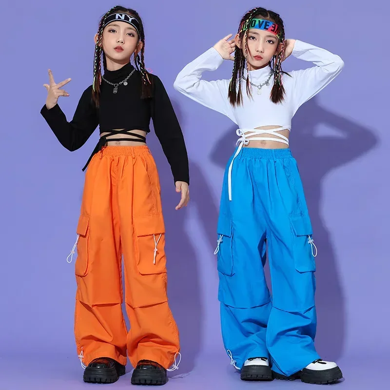 Neue Mädchen Streetwear Sets Mode Hip Hop Crop Top Bunte Hosen Kleidung Outfits Gruppe Street Dance Jazz Bühne Zeigen Kostüme