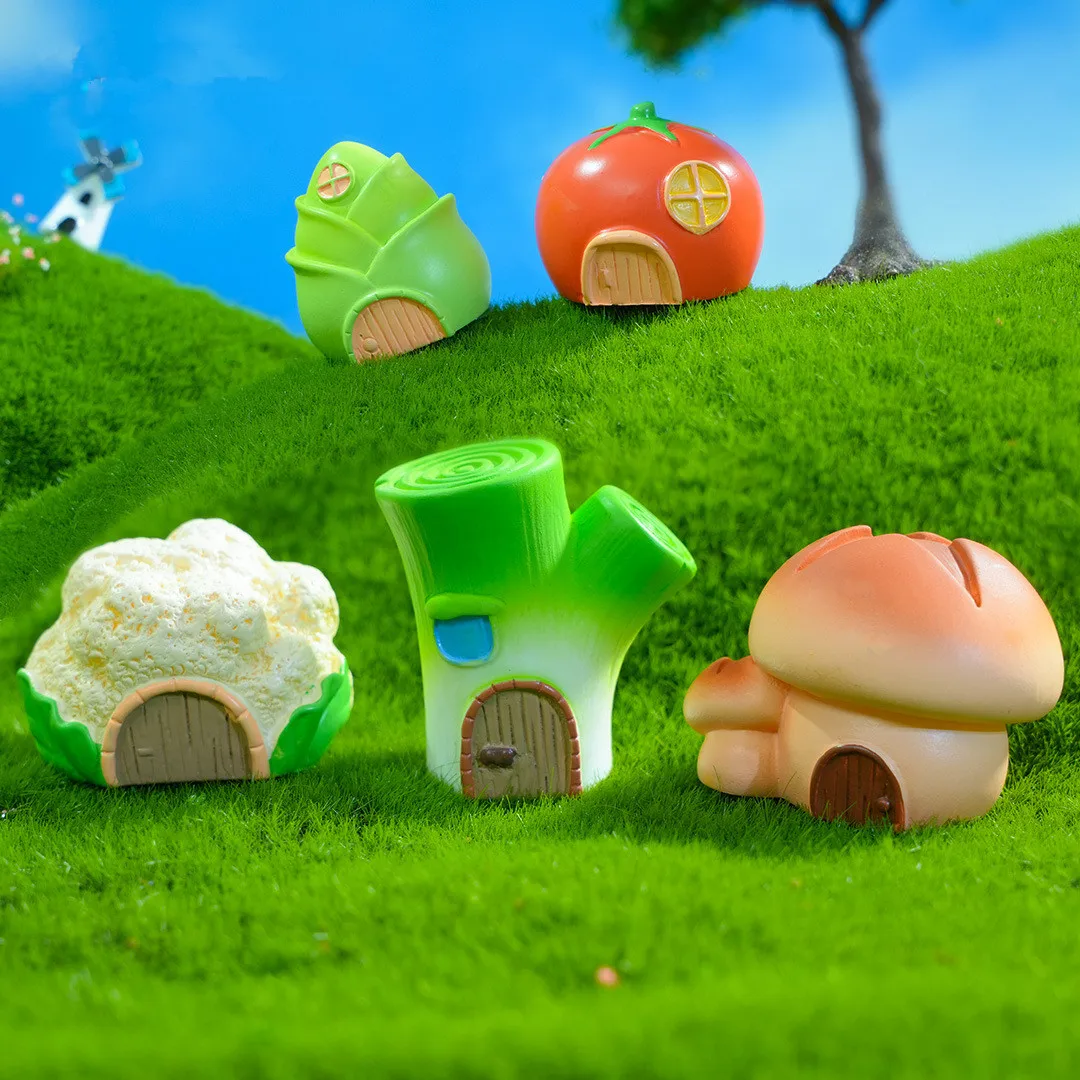 Figurines Miniature Vegetable House Resin Crafts Ornaments Micro Landscape For Home Decorations Gardening Desktop Decoration