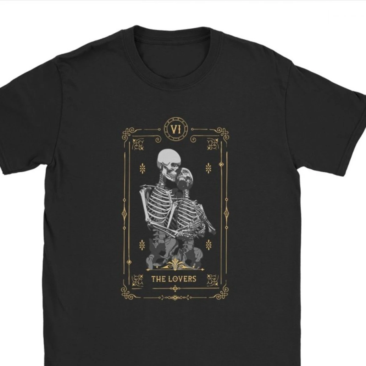 Men's Tshirts The Lovers VI Tarot Card Vintage Cotton Tees Fitness The Magician Skull Magic T Shirts Streetwear Camisas