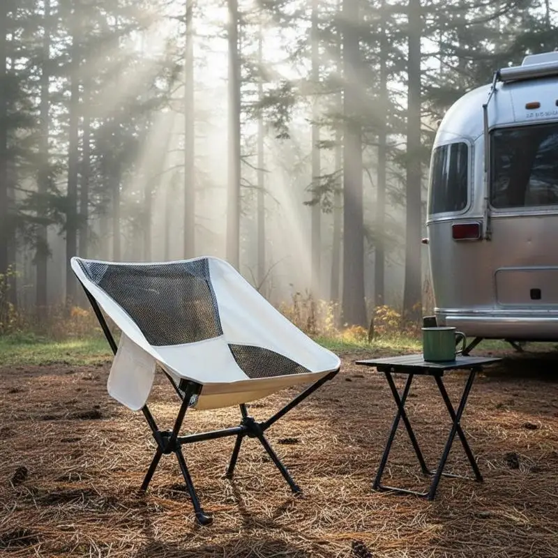 Kompakter, zusammenklappbarer Strandstuhl mit Tragetasche, leichter Campingstuhl für Outdoor-Aktivitäten wie Angeln, Wandern, Picknicken und Trekking. – Detail 5