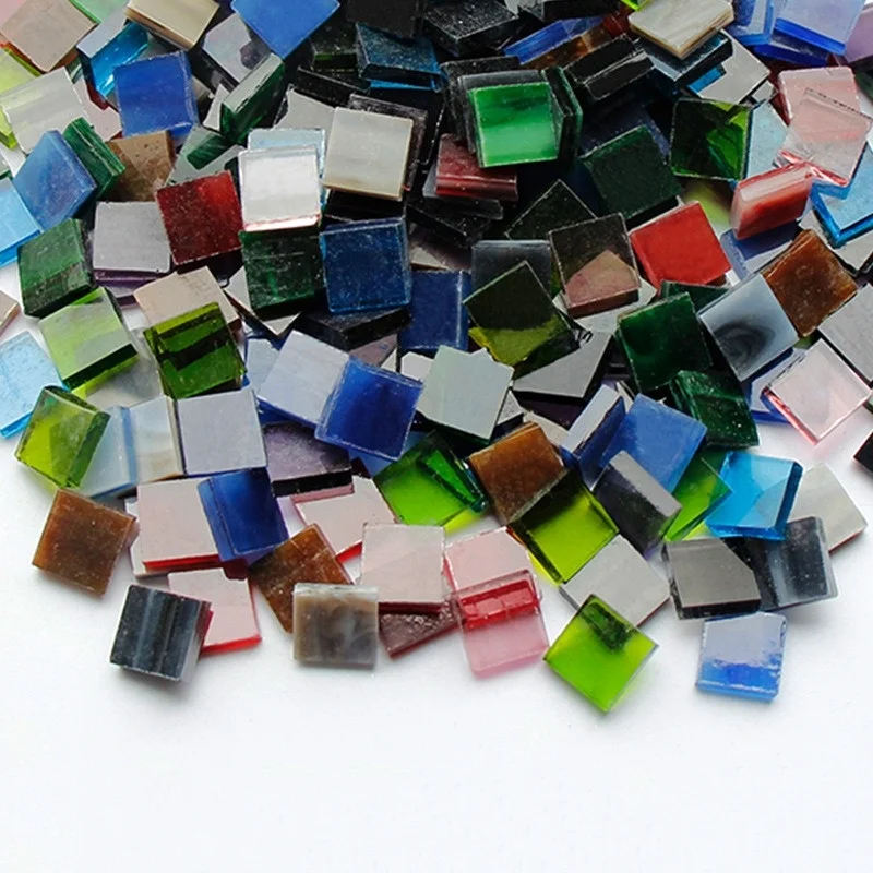 Imagem -06 - Quadrado Colorido Mica Mosaico Telhas Não-transparente Telha de Mosaico Faça Você Mesmo Artesanato Materiais 500g 17.63oz Aprox. 740 Peças 1cm 0.39in