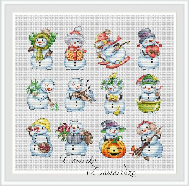 Cross stitch Kit 14CT Canvas Cross Stitch Embroidery Set Craft -20-December snowman 44-44 Cross Stitch Set