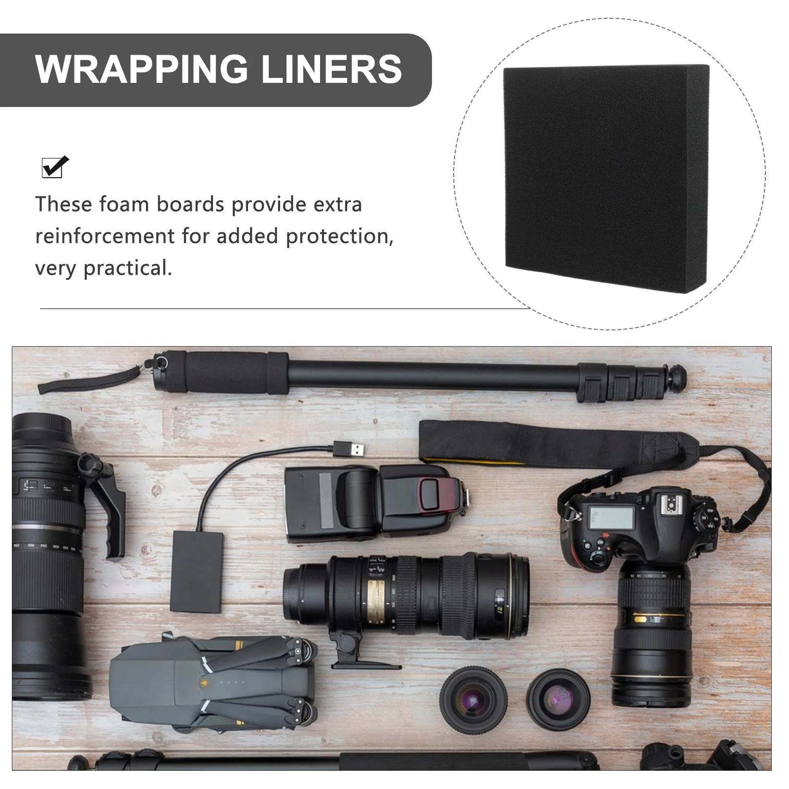 Packing Liner Inserts Foams Sponge Multi-Use Board Supply Black Wrapping Liners Professional