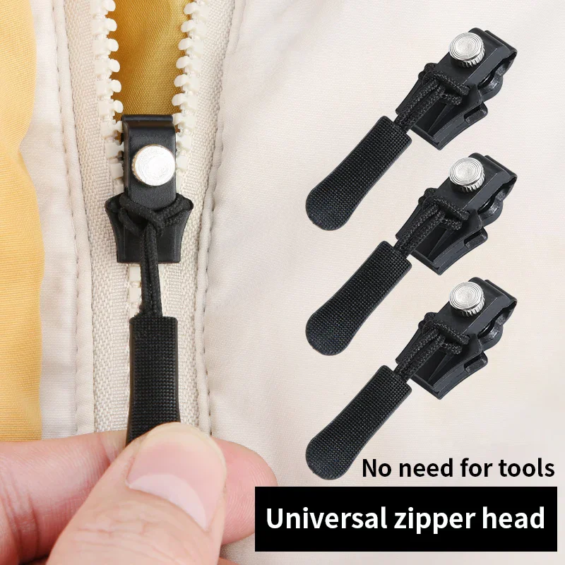3-60Pcs Zipper Repair Kit Quick Instant Detachable Zipper Head Replacement Zipper Slider Pull for Jacket Bags Coat Sewing Kit