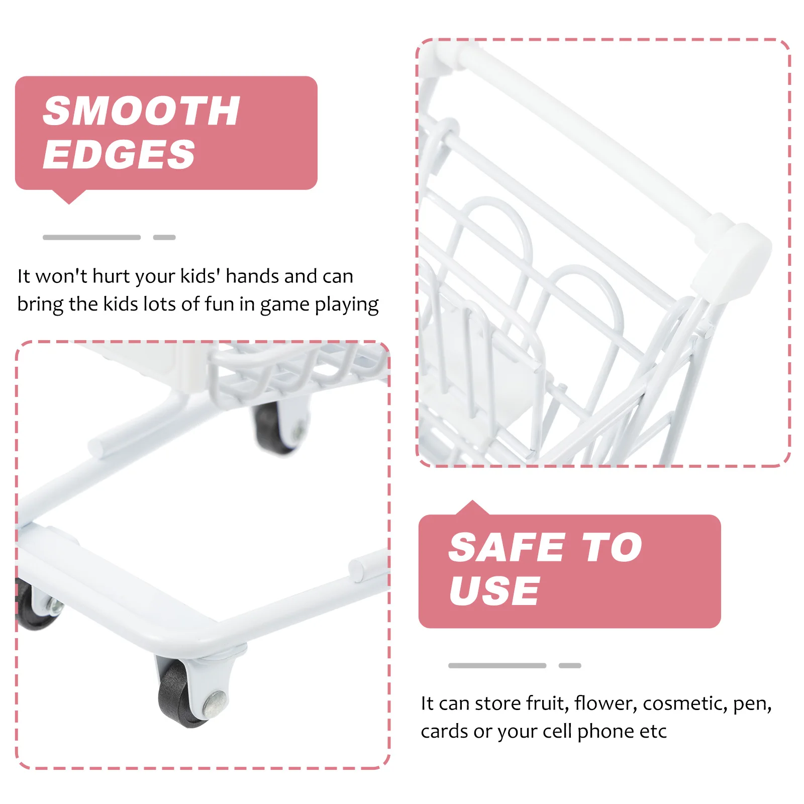 

Mini Shopping Cart Safe Kids Fun Game Bright Color Storage Holder Foldable Trolley Grocery Wheels Portable Toy Toddler