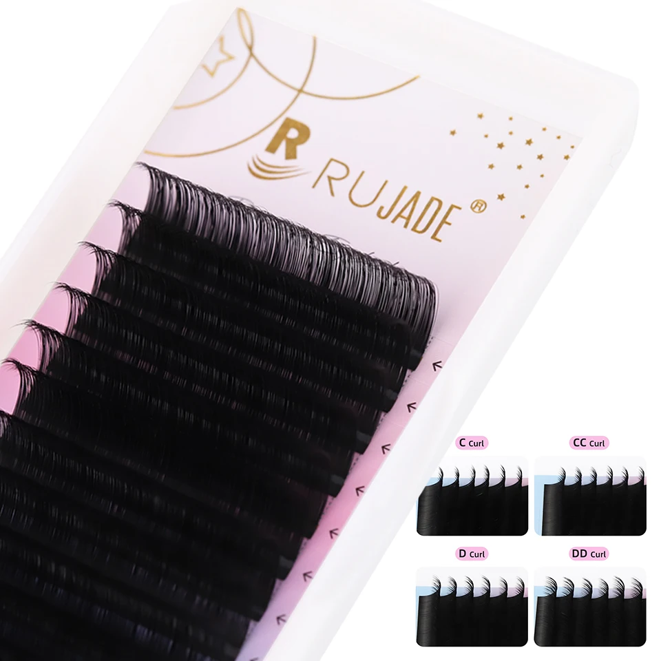 

RUJADE Russian Volume Eyelash Extensions C CC D DD False Eyelash Korea Matte Black Soft Silk Lash Extension Individual Eyelashes