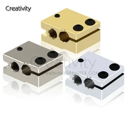 High Quality V6 Volcano Aluminum/Plated Copper/Brass Heat Block for PT100 HT-100K Hotend 3D Printer Extruder Heat block