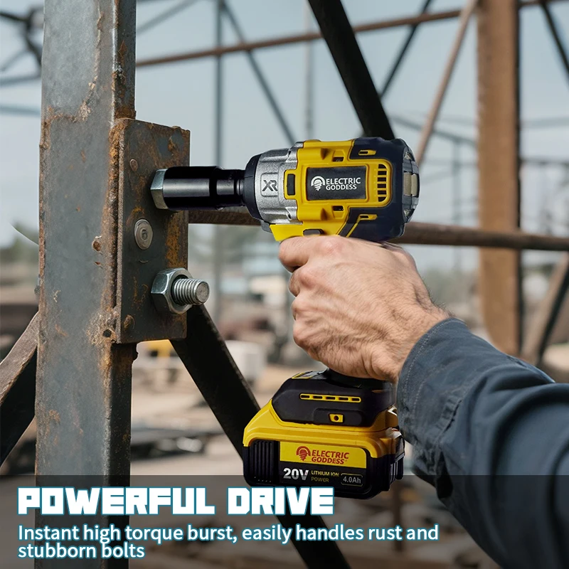 330NMブラシレスインパクトレンチ 1/2インチ高トルクコードレス電動レンチ タイヤ修理用電動工具 デウォルト20vバッテリーピン対応