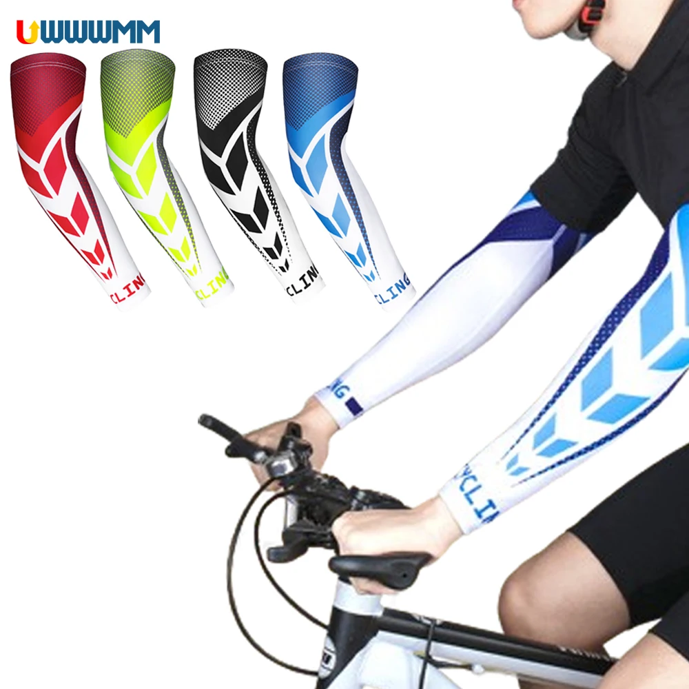 1Pair UV Sun Protection Arm Sleeves Women Men Cooling Compression Arm Sleeve Cycling Breathable Arm Cover Sunblock Sports