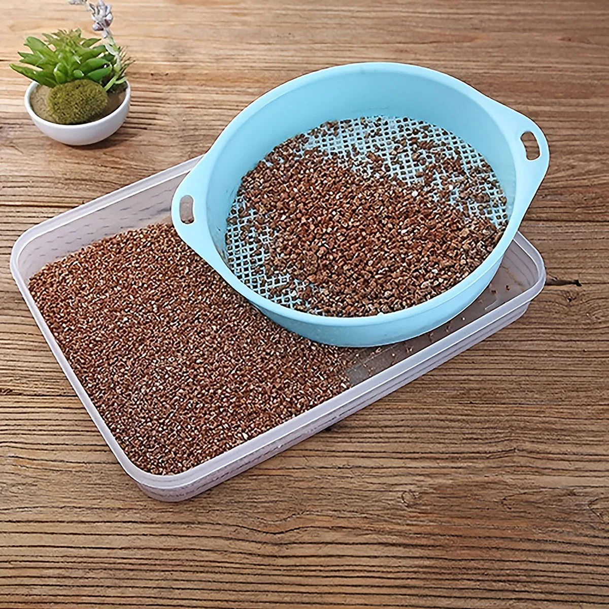 Round Garden Soil Sieve Garden Sieve Plastic Mesh Screen Used to Filter Small Gravel Soil and Sand Sieves