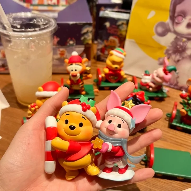 Genuine Disney Blind Box Christmas Winnie The Pooh Gift Delivery Series Winnie Figure Model Suprise Box Desk Decor Xmas Gift