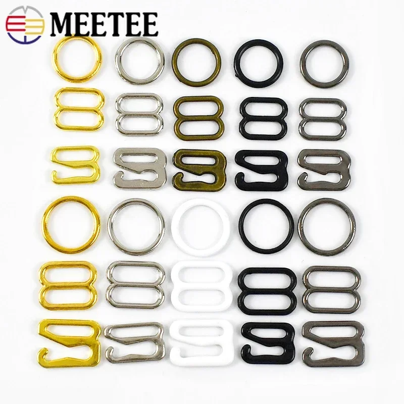 50Sets(150Pcs) 6-25mm Metal Bra Buckle Underwear Strap Adjust O Ring Buckles Bikini Connectors Hook DIY Clothes Sewing Accessory