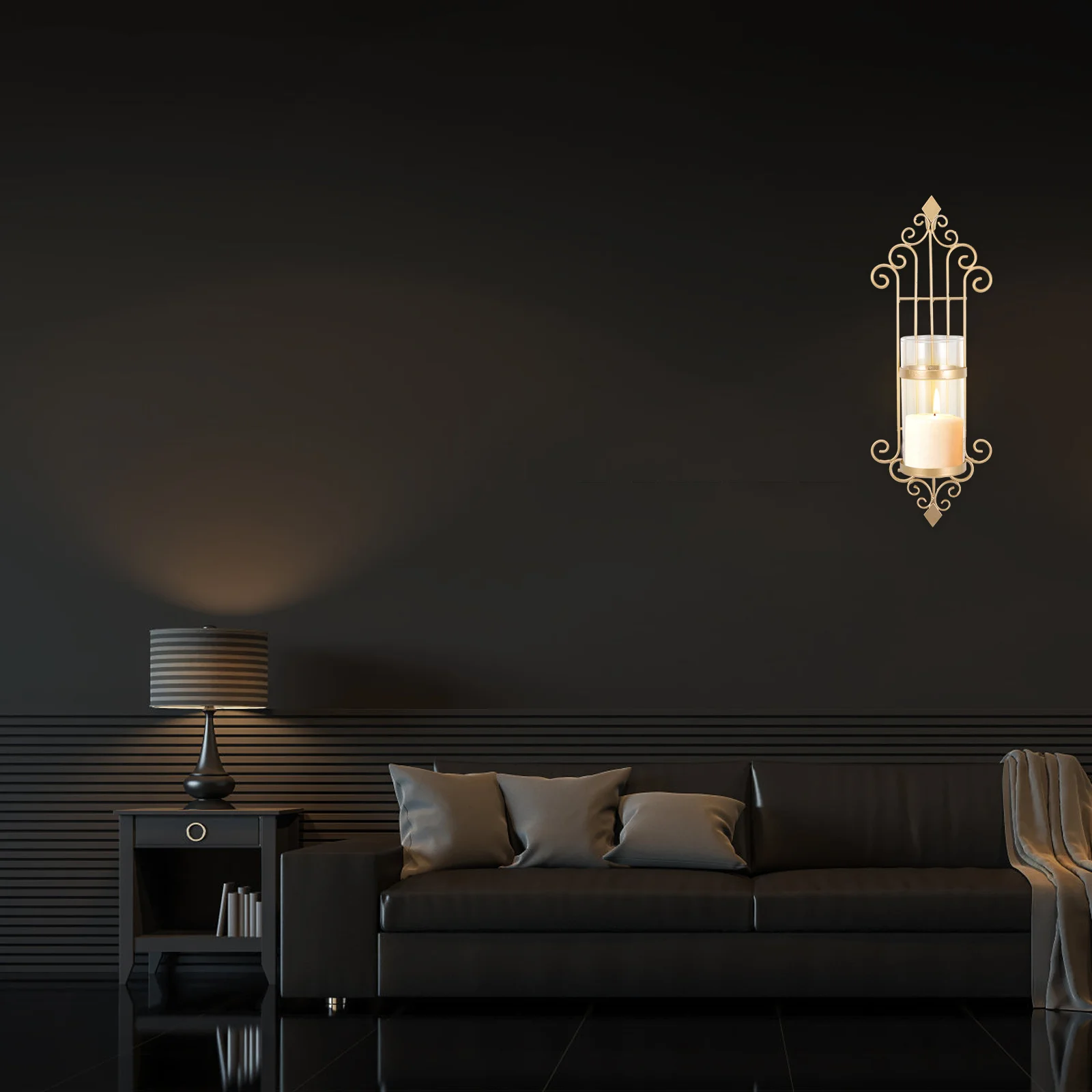 Dekorasi Dinding Rose Gold Tempat Penyimpanan Besi Tempa Seni Desain Sederhana Elegan Unik Penutup Kaca Interior Rumah Hadiah