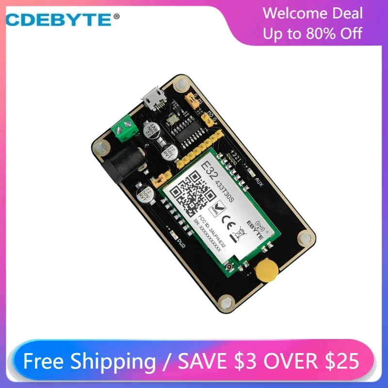 

CDEBYTE 433MHz 3.0dBi LoRa IOT Transmitter Receiver Test Board E32-433TBH-01 with E32-433T30S Module Antenna USB Cable