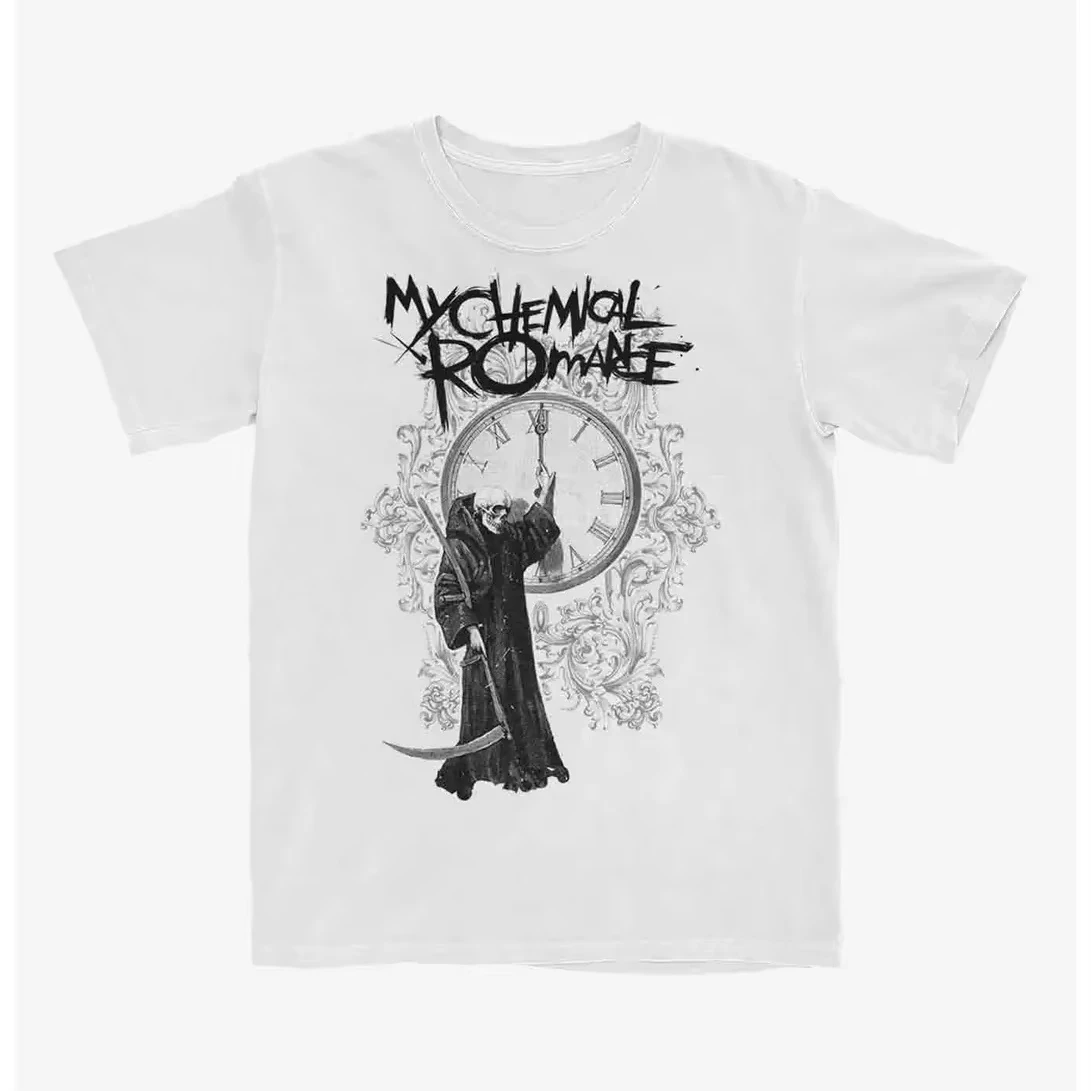 2026 My Chemical Romance Grim Reaper Clock Band T-Shirt Cotton Graphic Tee Men Women Summer Streetwear -