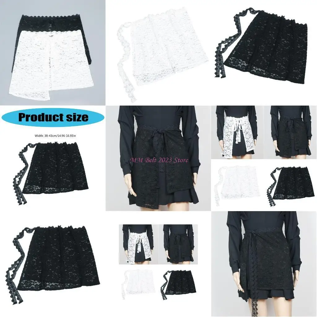 

49ME Tieback Shirt Extenders Half Length Skirt Underskirt Lace Layering Fake Top