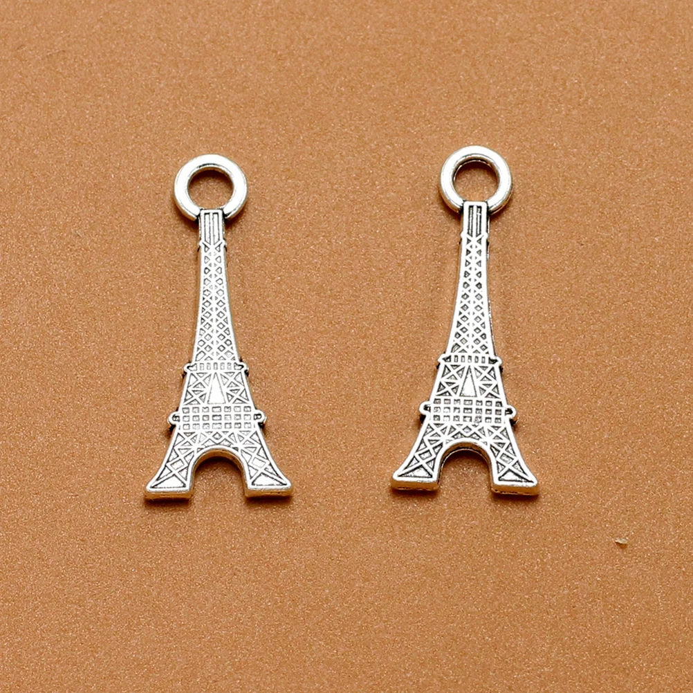 

20PCS Alloy Eiffel Tower Pendant for Jewelry Making Silver Necklace Charms DIY Accessories Durable Color