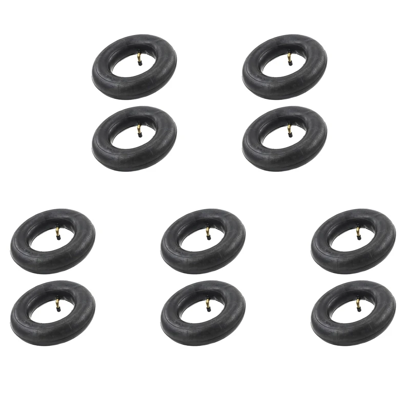 Pack Of 10 Inner Tubes With TR87 Valve For Wheelbarrow, Sack Truck, Handcart 3.00-4, 10X3, 260X85 Black