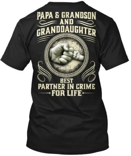 Papa And Grandson Granddaughter T-Shirt Made in the USA Size S to 5XL