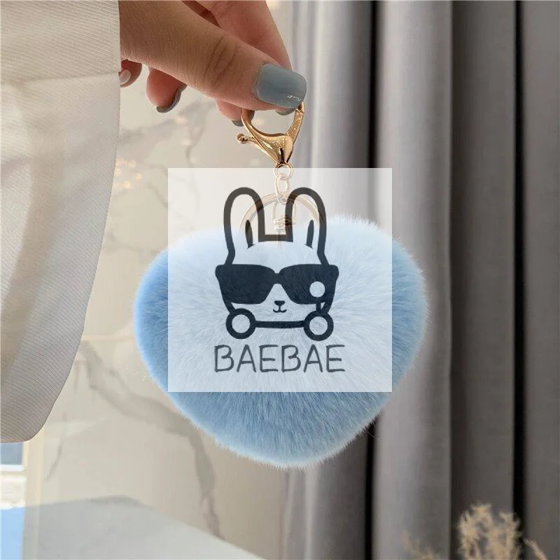 

Fashionable Colorful Plush Peach Heart Keychain Car Key Pendant Bag Accessory For Girls