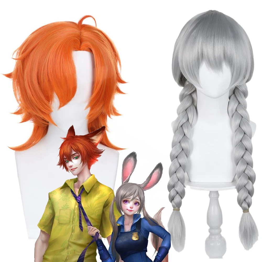 أنيمي زوتوبيا 2: شعر صناعي جودي آند نيك كوسبلاي، للجنسين، مناسب للعب الأدوار اليومي للحفلات، شعر مستعار حريري عالي الحرارة