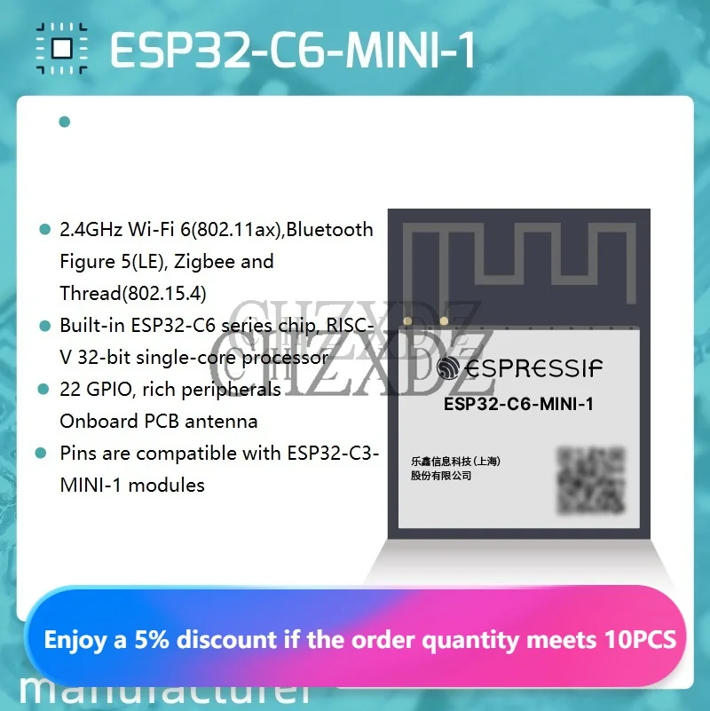 100% Original ESP32-C6-MINI-1 Module Wi-Fi6/Bluetooth5/Zigbee And Thread