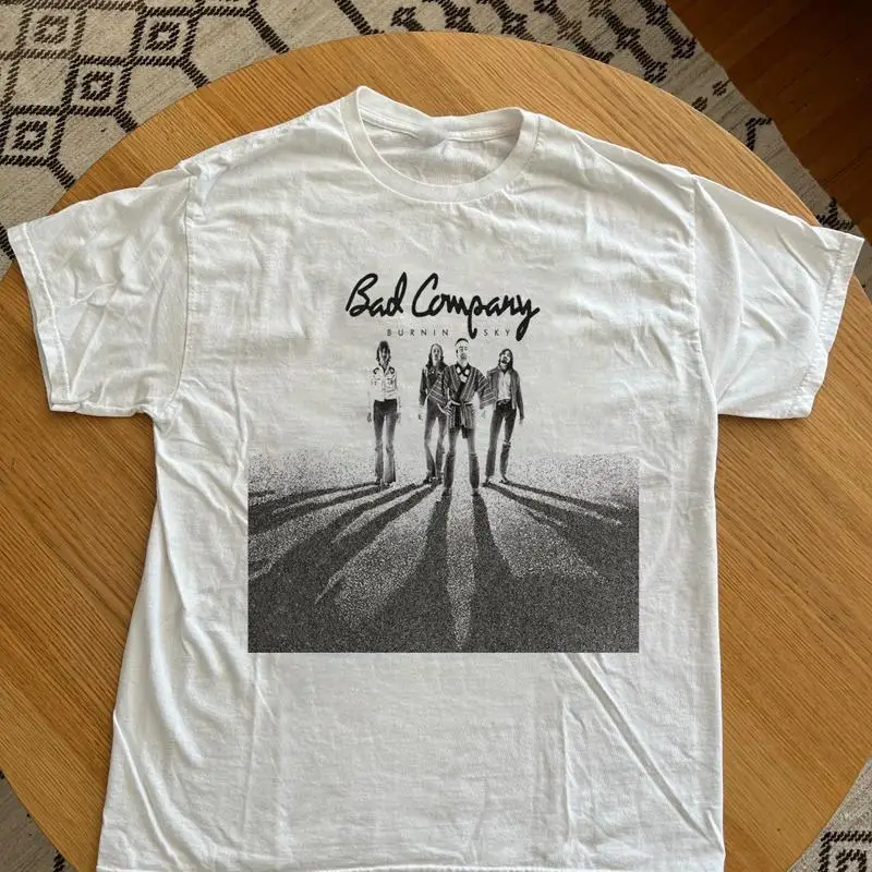 Bad Company Band Burnin' Sky camiseta blanca para adultos algodón tamaño completo S 5Xl