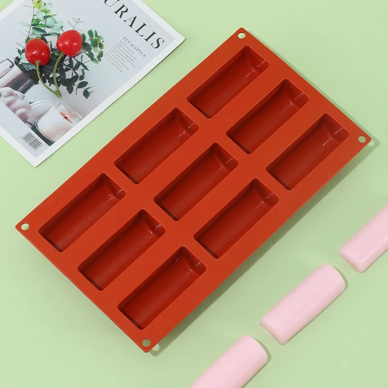 Silicone Cylinder Molds - 9 Cavity Log Mold Cake Roll Pan Chocolate Mold, Non-Stick Silicone Cake Molds for Baking DIY Semi-Cyli