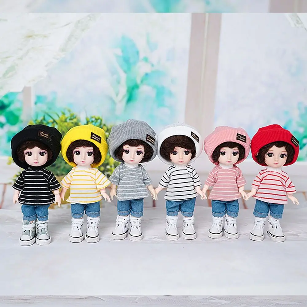 

Fashion Dress Up Doll Clothes Knitted Hat 16~17cm Doll T-shirt Mini Summer Shorts Doll Jeans Pants DIY Toy