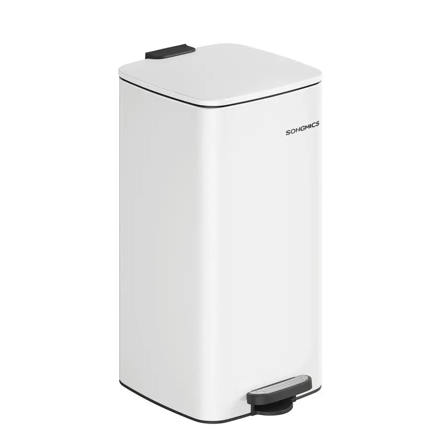 

Kitchen Trash Can, 8Gallon 30 L Trash Bin, Stainless Steel Garbage Can, with Inner Bucket, Soft Close and Stays Open, Cloud Whit
