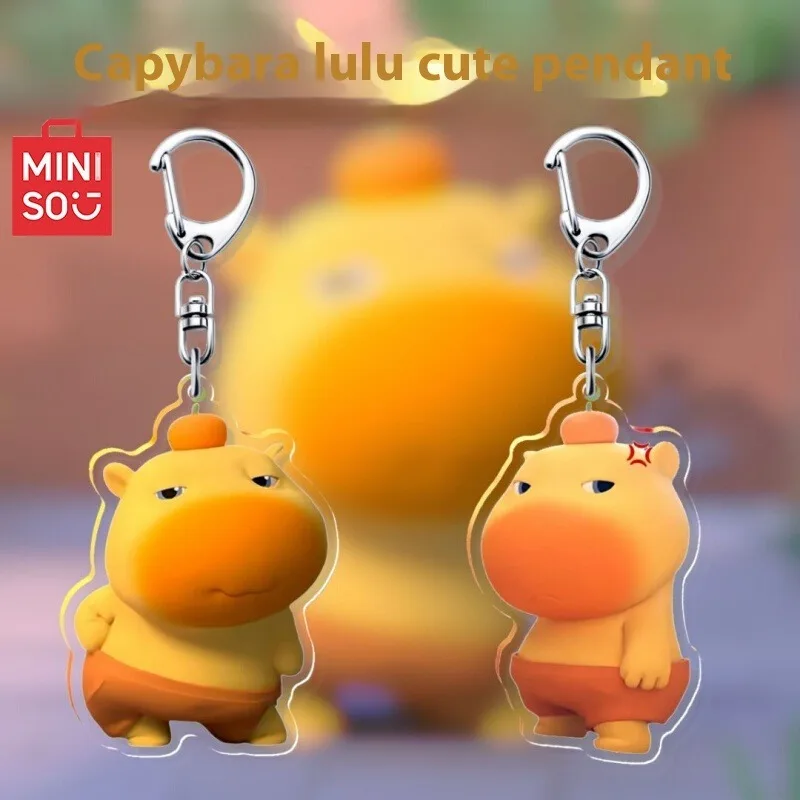 

Miniso Little Capybara Lulu Expression Pack Acrylic Keychain Cute Cartoon Keychain School Bag Ornament