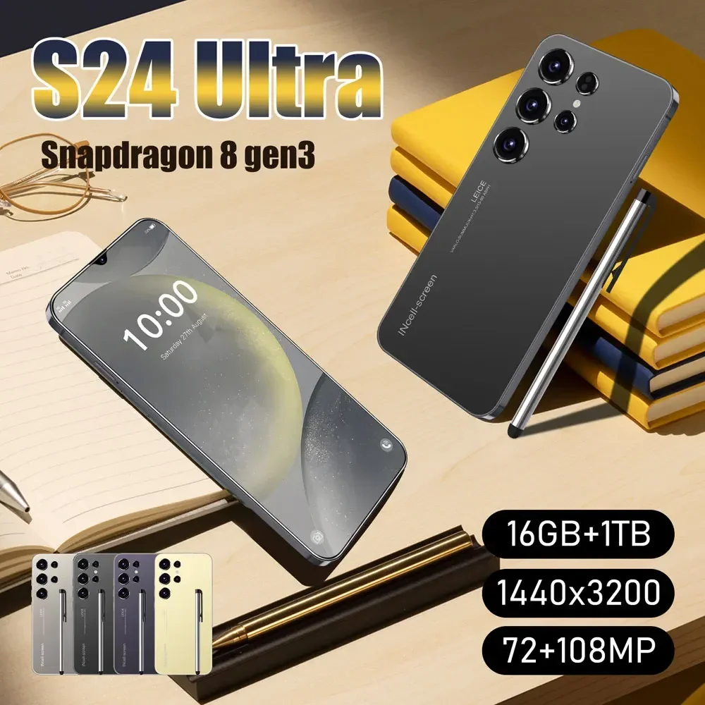 

2024 Cellphones S24 Ultra Original 6.8 HD 5G Smartphone Android 14 Cell Phone 108MP Dual Sim Global Version Smart Mobile Phones