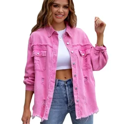 Hollow Out Denim Blouse Women Loose and Comfortable Blouses Shirt Vintage Denim Camisas De Mujer Womens Tops Harajuku Streetwear