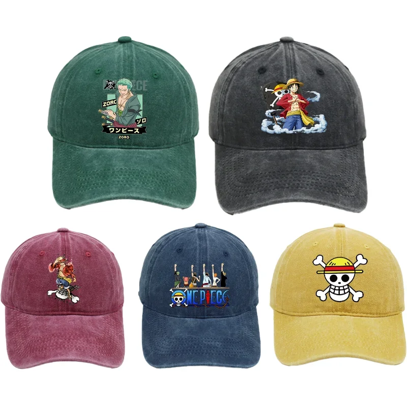 Gorras de béisbol vintage de una pieza para adultos, gorros de algodón para mujeres y hombres, sombrero de moda con estampado gráfico de dibujos animados de anime, gorra cómoda y transpirable